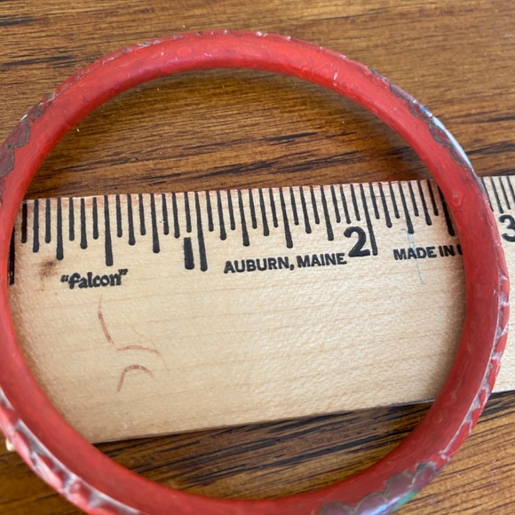 Vintage Antique Chinese Carved Cinnabar & Cloisonné Bangles Bracelets - Picture 6 of 6
